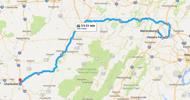 2017-10-25 Martinsburg, WV to Charleston, WV