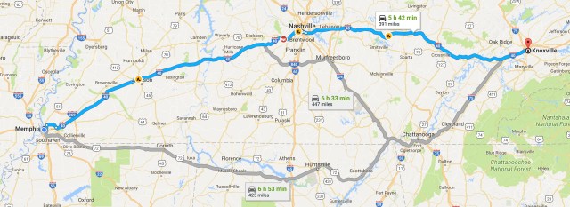 2017-10-31 Memphis, TN to Knoxville, TN