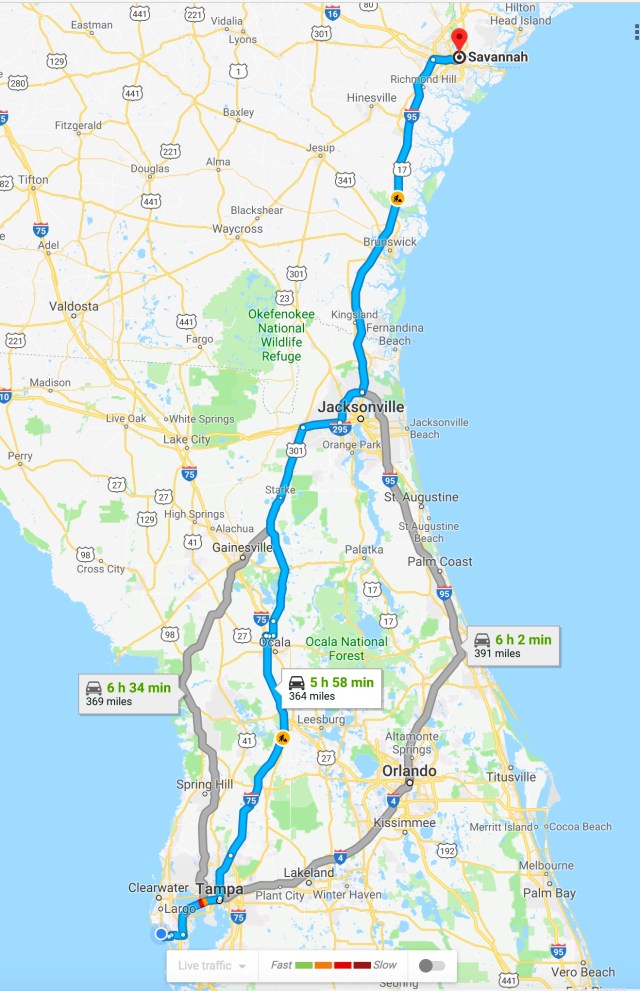 2018-02-16 Madeira Beach to Savannah